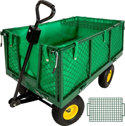 Robuuste Bolderwagen - Transportkar Tuin - Zwaar Werk - 550 kg Draagvermogen - 114 x 52 x 65 cm - Groen