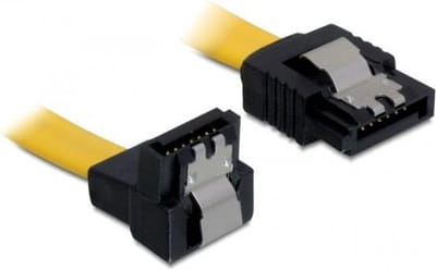 DeLOCK SATA600 kabel plat - haaks naar beneden - geel - 0,10 meter