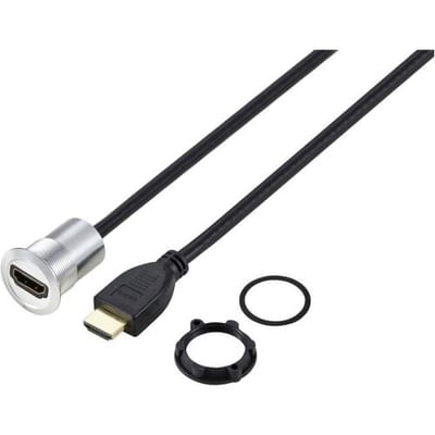 TRU COMPONENTS TC-11980456 HDMI-paneeladapterbus HDMI-bus - HDMI-stekker Zilver Aantal polen: 1 Kabellengte: 90 cm Inhoud: 1 stuk(s)