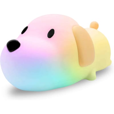 Vulpes Goods® - Nachtlampje Kinderen - LED Licht & 8 Kleuren – Nachtlampje Babykamer – Puppy – USB-Oplaadbaar – Dimmer – Timer – Draadloos - Kindvriendelijk
