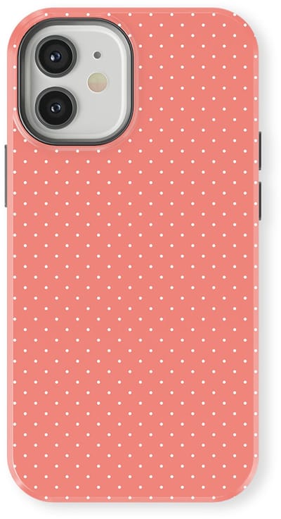Micro Dots Tough Hoesje geschikt voor iPhone 12 | Geschikt Voor Mag | Stippen Motief Backcover geschikt voor iPhone 12 Soft Coral