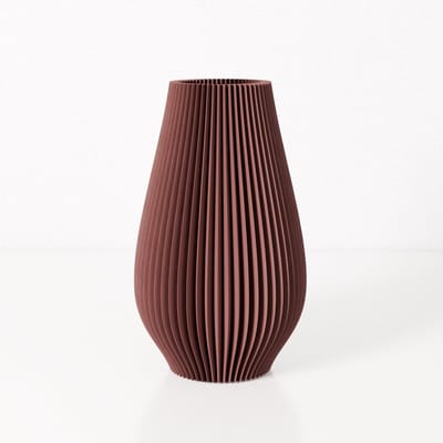 Fleuriek vaas EMMA - Bordeaux rood H30 cm - Slanke vaas met geribbeld design - Moderne decoratie voor tafel of dressoir - Vaas voor zijdebloemen of droogbloemen