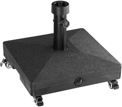 SNJY® Parasolvoet op Wielen - Parasolvoet Verrijdbaar - Parasolvoet Vulbaar - Vulbaar 16L - 38-48 mm - Zwart