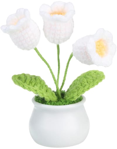 gehaakte lelietjes-van-de-dalen Geschikt voor in een bloempot, met stelen, perfect Geschikt voor kerstcadeaus, bruiloften, kantoorfeesten of als witte decoratie.