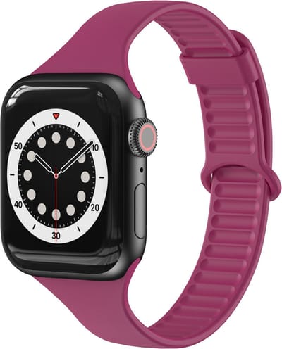 By Qubix - Geschikt voor Apple Watch bandje - TPU Slim Fit bandje - Wijnrood - Geschikt voor Apple Watch 38mm / 40mm / 41mm / 42mm - siliconen sport bandje - smartwatchbandje