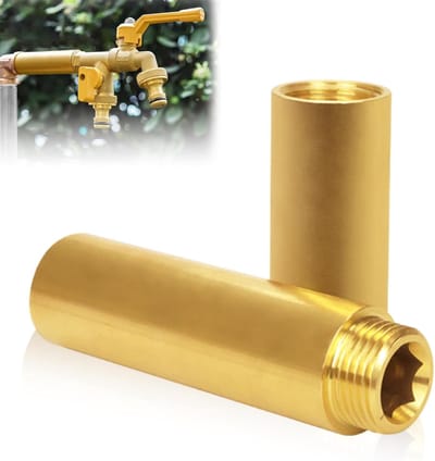 2pcs Messing Faucet Verlenger 100mm - DN15 Draad Verlenger - 1/2" IG x 1/2" AG Messing Verlengstuk voor Kranen en Hoekkranen
