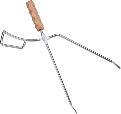 Haardtang - Vuur tang - Kampvuur Maken - Lange Heavy Duty - 16 inch - Zwart