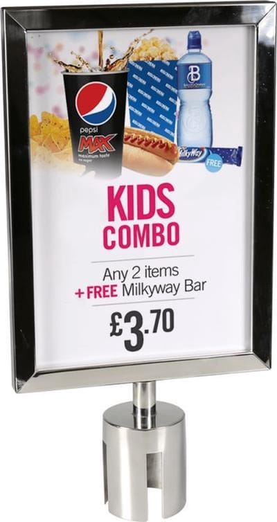 Displaysign A4 posterframe - Insteek kader infostandaard voor afzetpaal display