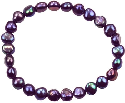 Zoetwater parel armband Peaca - echte parels - elastisch - blauw - paars - luxe sieraden zakje - parel armband dames - elastisch parel armband - zoetwaterparel