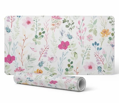 Designer laptop beschermmat met bloemenprint in vintage stijl, 90x45 cm