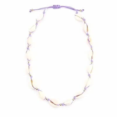 Bijoutheek Collier Schelpen Gold Balls Paars