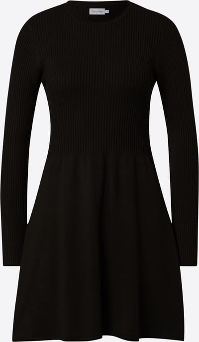 Starry Indigo - Dames Lange Mouwen Gebreide Jurk | Zwart | Maat S/36