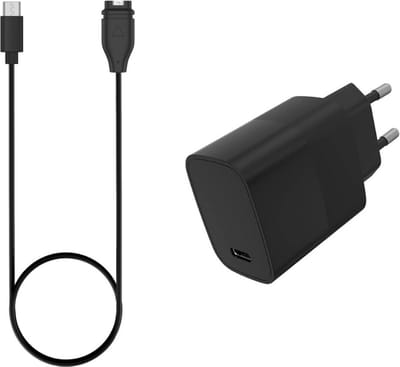 Bandz USB-C Oplader + 20W Adapter (Zwart) – duurzaam & veilig opladen – geschikt voor Garmin Vivoactive 3/4/5, Venu SQ/2/2s/2 Plus/3/3s, Fenix 5/6/7/8, Forerunner 55/165/245/255/265 & Instinct