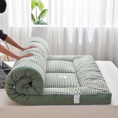 Opvouwbare Futonmatras - Vloermatras Tweepersoons - Comfortabel Slapen - Ademende Stof - 100 x 200 cm - Groen