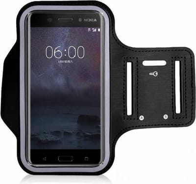Zwart Sportarmband Hardloopband Pearlycase Hoesje Geschikt voor Nokia 6
