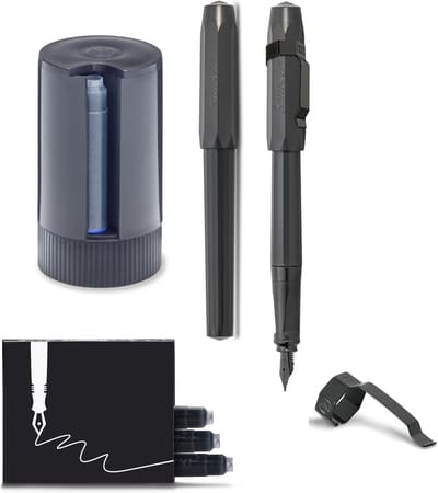 Kaweco - Vulpen met Clip - Perkeo - ZWART - MEDIUM - Zwarte Twister - Doosje vullingen