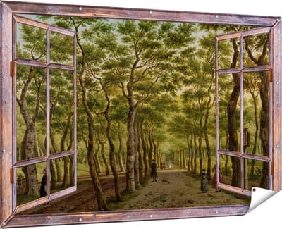Gards Tuinposter Doorkijk Het Herepad in het Haagse Bos - Paulus Constantijn la Fargue - 180x120 cm - Tuindoek - Tuindecoratie - Wanddecoratie buiten - Tuinschilderij