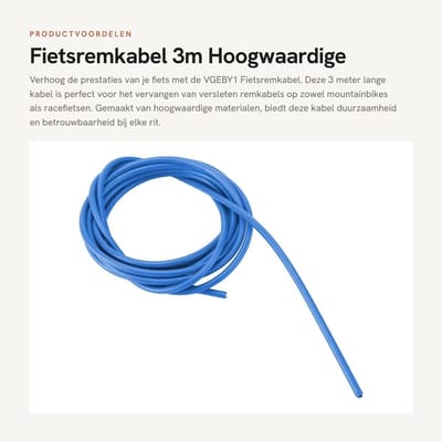 Dailygoods- Remkabel 3m - Remkabelset - Remkabel Aanhanger - Rem Buiten-/Binnenkabel - Hoogwaardige Rubber - Schokbestendig - Fietsremkabel