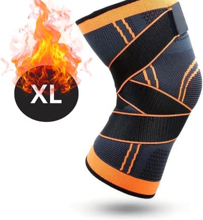 Bovista Kniebrace - Sportbrace Knie - Knee Sleeves - Knee Sleeves Powerlifting - Compressie Knie Brace - Knee Wraps - Knee Support - Dames - Heren - Comfortabel - Oranje - Maat XL
