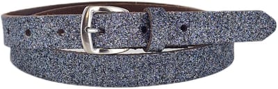 Feestelijke Dames Riem | Smalle Leren Riem | Glitters | Kleur: Grijs | 2cm breed | Riemmaat: 85cm (totale lengte: 100cm) | 100% echt leer | Nikkelvrije gesp