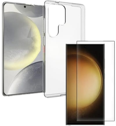 Soft Back Cover Hoesje Geschikt voor: Samsung Galaxy S25 Ultra Silicone Transparant + 1x Tempered Glass Screenprotector - ZT Accessoires