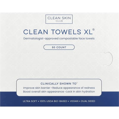 Clean Skin Club, Schone Handdoek, XL, 50 vellen white