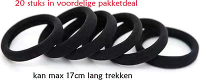 20 stuks Haarelastiekjes - stof Haarelastiekjes - Zwart - zachte elastiekjes zonder metaal - haar accessoires- Merk: Fyfanie