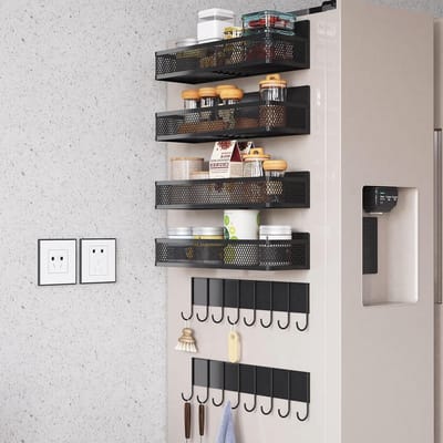 Magnetisch Kruidenrek voor Koelkast - Hangend en Zonder Boren voor Keuken en Badkamer - 6 Stuks Capaciteit