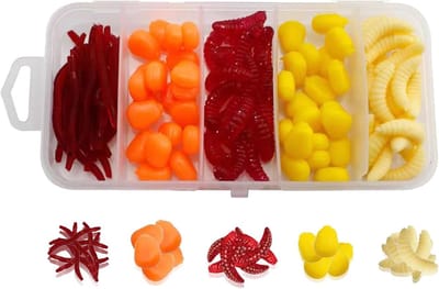 Set van 100 Stuks Kunstmatige Aas Wormen - Zacht Plastic Vissen Lure Box voor Zoet en Zout Water Vissen