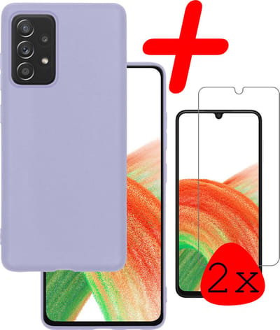 Hoesje Met 2x Screenprotector - Geschikt voor Samsung Galaxy A33 - Sterk & Shockproof - Back Cover - Siliconen Case - Telefoon Hoes - Lila