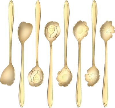 Set van 8 multifunctionele roestvrijstalen koffielepels - voor koffie, thee, desserts en cocktails