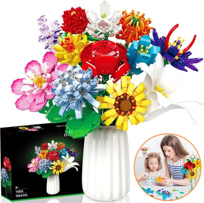Bloemenboeket Bouwset - 12 Soorten Bloemen Uit De Botanische Collectie - Bouwblokken Bloem Baksteen Speelgoed - Valentijnsdag/Verjaardag