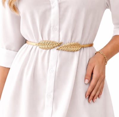 Luxe Elastische Tailleriem Met Bloem Gesp I Metalen Vintage Riem Dames I Kleding Accessoire 70 CM I Goud