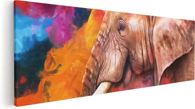 Artaza Canvas Schilderij Dierenkop Olifant - 60x20 cm - Muurdecoratie Dieren - Wanddecoratie Woonkamer - Kamer Accessoires