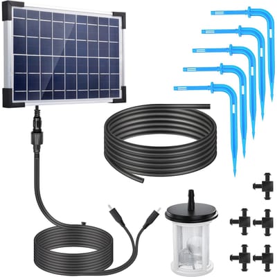 Automatisch druppelirrigatiesysteem op zonne-energie Druppelirrigatiekit op zonne-energie Ingebouwde 2200mAh-batterij wit
