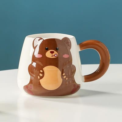Tasse en céramique gaufrée avec motif animal de dessin animé mignon, souvenir, cadeau pour la maison, tasse à café pour couple et étudiant 500ml