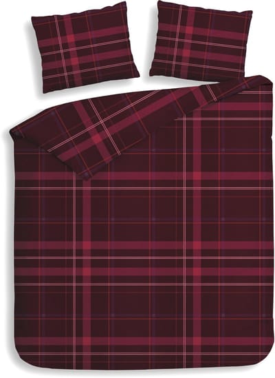 Heckettlane Dekbedovertrek Silvan - Bedlinnen met Ruiten print - 240x200-220 cm - Lits-Jumeaux - Rood - Dekbedovertrek van 100% Katoen-Flanel