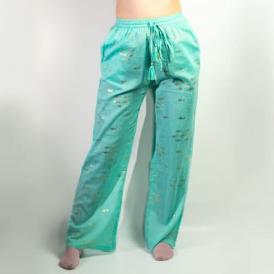 (Maat: L) Nomad Sari On the Med Collectie - Loungebroek - Turquoise & Goud Vis Design