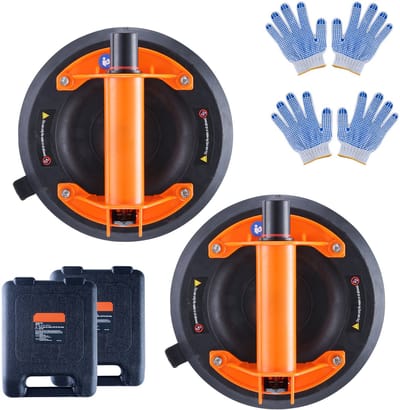 Glazuignap 20.3 cm, 2-Delige Set, 279 kg Draagvermogen, ABS Handvat & Draagtas, Zware Heffergereedschap voor Glas, Graniet, Tegels, Metaal en Hout