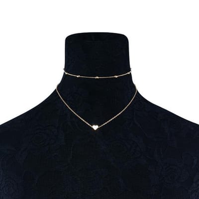 Goudkleurige Choker + Ketting met Hartje