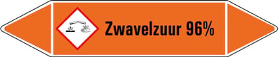 Zwavelzuur 96% leidingmarkering op vel 126 x 26 mm - 5 per vel