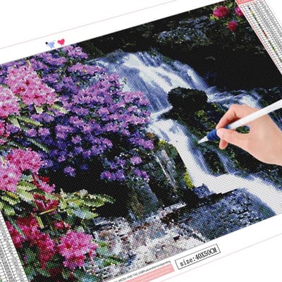 Diamant schilderij 5D waterval diamant borduurwerk landschap handwerk 20X30CM gray