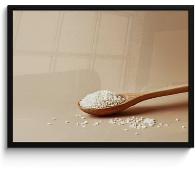 Fotolijst inclusief poster - Posterlijst 70x50 cm - Posters - Lepel - Rijst - Hout - Beige - Foto in lijst - Keuken decoratie muur - Wanddecoratie accessoires - Muurdecoratie - Schilderijen