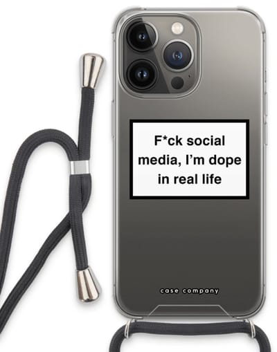 Case Company® - Hoesje met koord geschikt voor iPhone 13 Pro hoesje met Koord - I'm dope - Telefoonhoesje met Zwart Koord - Bescherming aan alle Kanten en Over de Schermrand