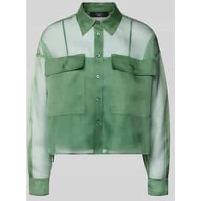 boxy fit blouse met lange mouwen van semi-transparante zijde model 'COLOMBIA'