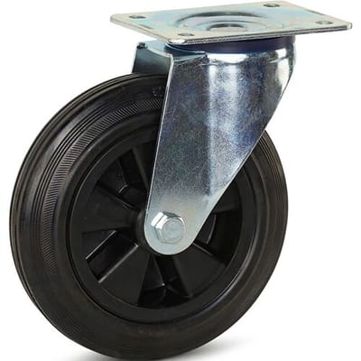 Meso Zwenkwiel rubber Grijs 200mm - 200kg draagvermogen