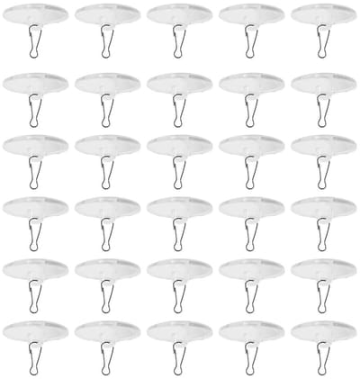 Dailygoods- Plafond Haken 30 Stuks - Zelfklevend - Ronde Zuignap - Kunststof - Roestvrij Staal - Eenvoudig te Gebruiken - Haakjes