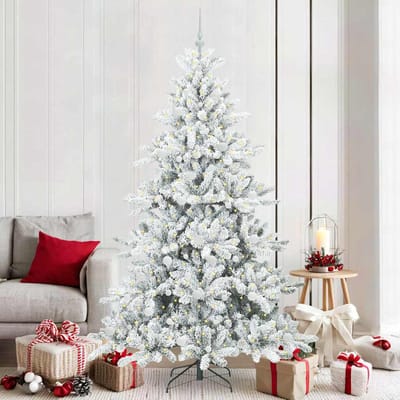 vidaXL - Kunstmatige - Hinged - Kerstboom - Wit - 210 - cm - PVC - en - Staal