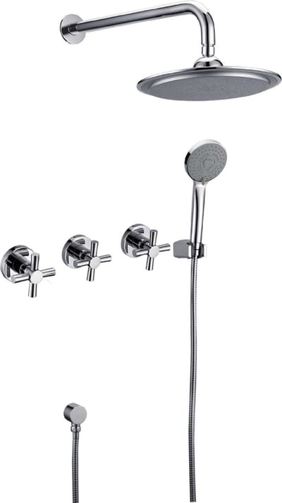 Hudor Douchecabine Compleet SC412 Erymanthe - Chroomkleurige Douche Cabine - Inbouw Design met Ronde Douchekop - Premium Messing