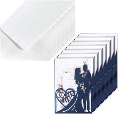 Set van 20 Stuks Uitnodigingen voor Bruiloft met Enveloppen - Perfect voor Huwelijksfeest, Verloving en Bruidsdouche Decoratie